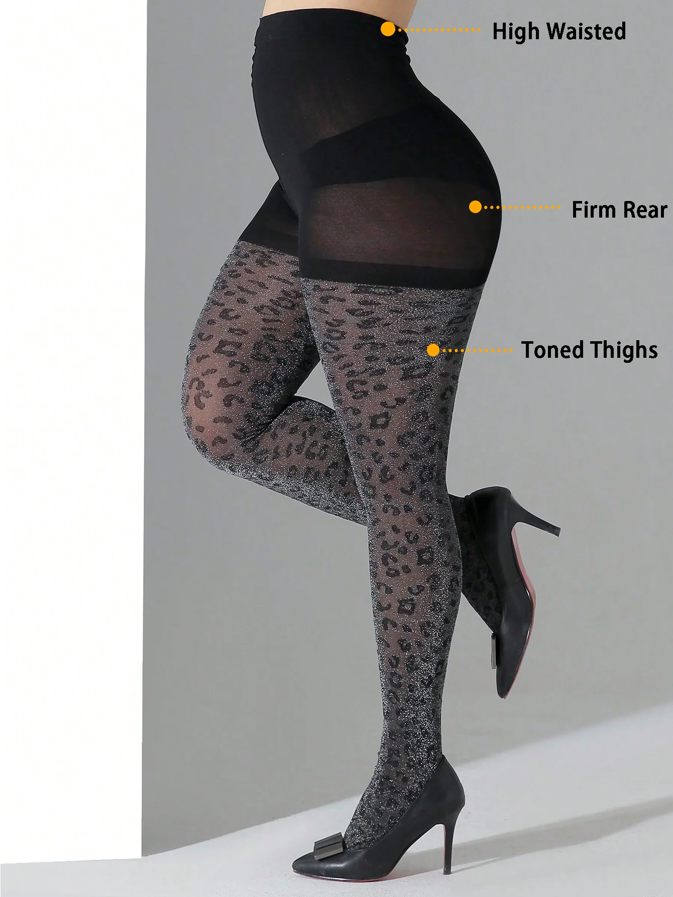 Ein Paar Strumpfhosen für Damen in Übergröße, sexy, hochwertig, hohe Taille, neu, elastisch, atmungsaktiv, mit Leopardenmuster