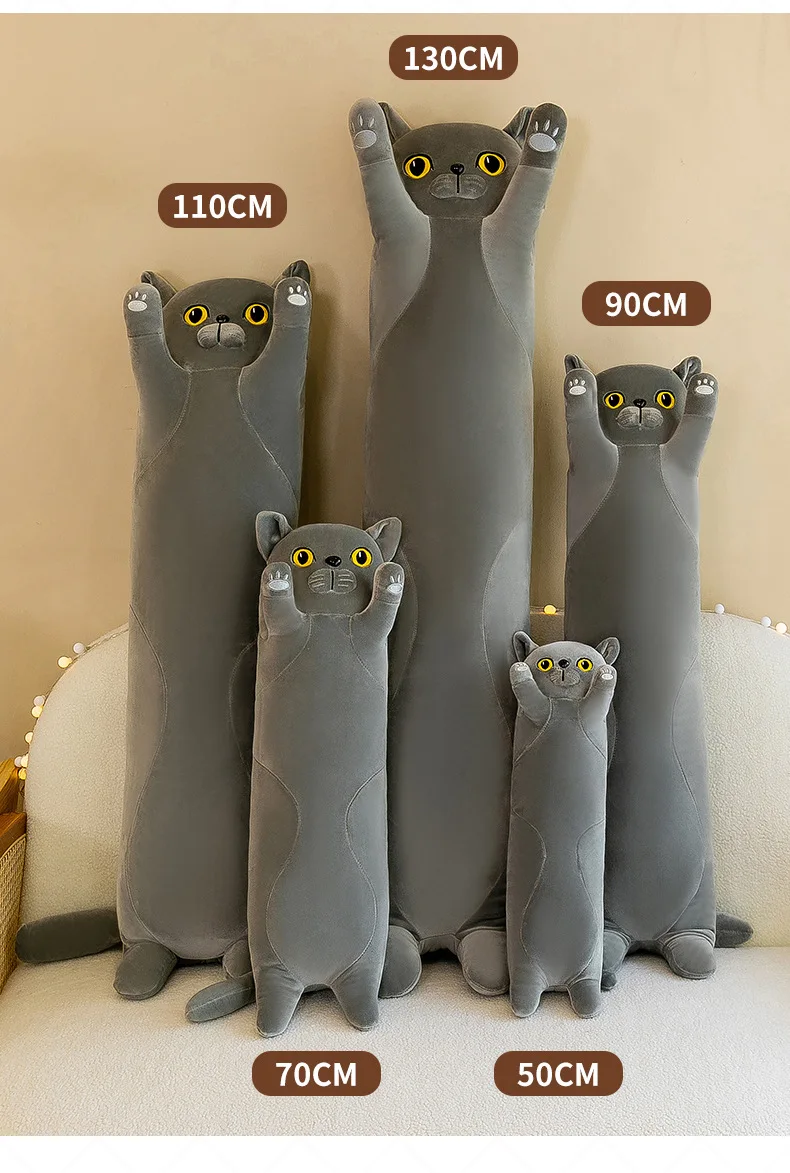 Jouets en peluche chat de 50 à 150cm de long, 10 styles, peluche douce,  sieste au bureau, lit au beurre, oreiller de sommeil, décoration  d'intérieur, cadeaux d'anniversaire pour filles - AliExpress