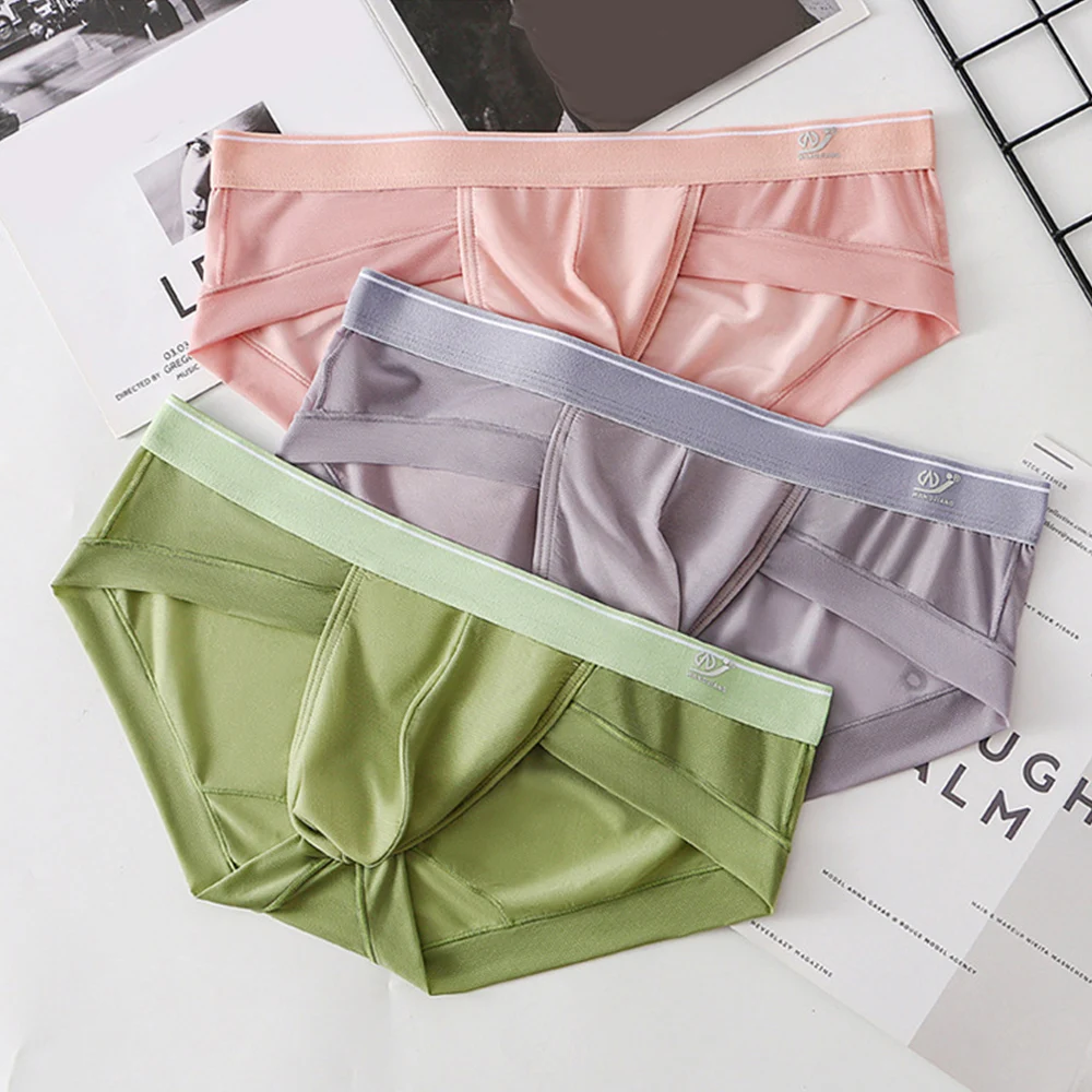 

Seamless Ice Silk Boxers Men's Solid Color Male Underpants Ultra-thin Sexy Underwear Mid Waist Boxer Briefs Breathable Pantys