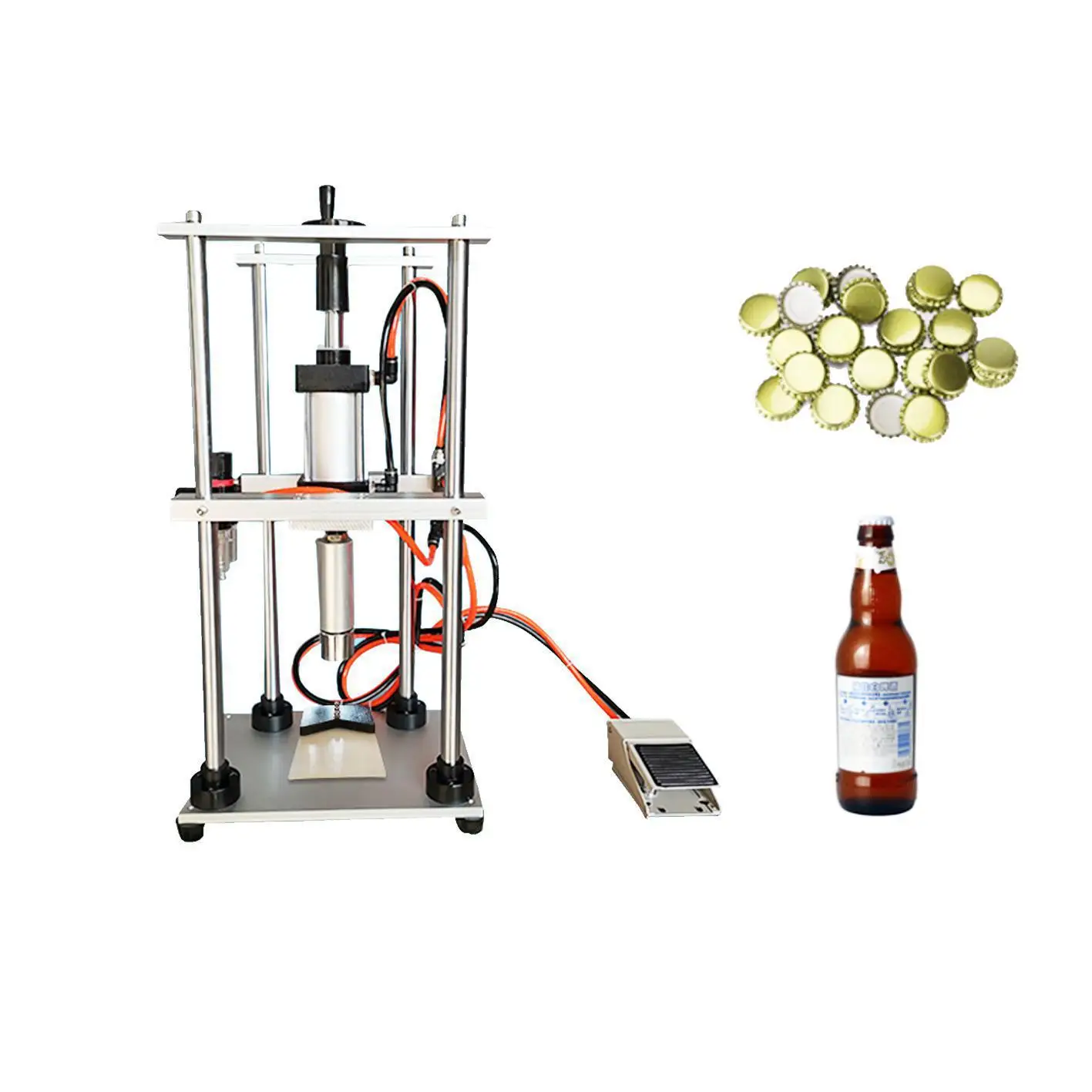 

Pneumatic Crown Beer Cap Capper Soda Water Steamwater Carbonated Drinks Bottle Lid Locking Lock Capping Machine