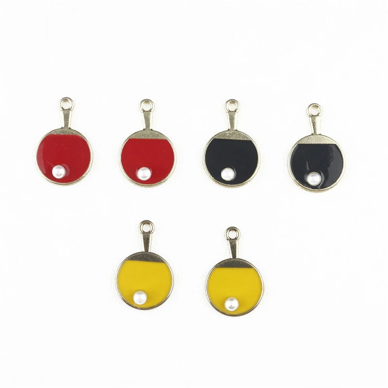 

10pcs New Cute Pearl Ping-Pong Bats Table Tennis Bats Charm DIY Accessories Earrings Necklace Handcrafts Jewelry Making Findings