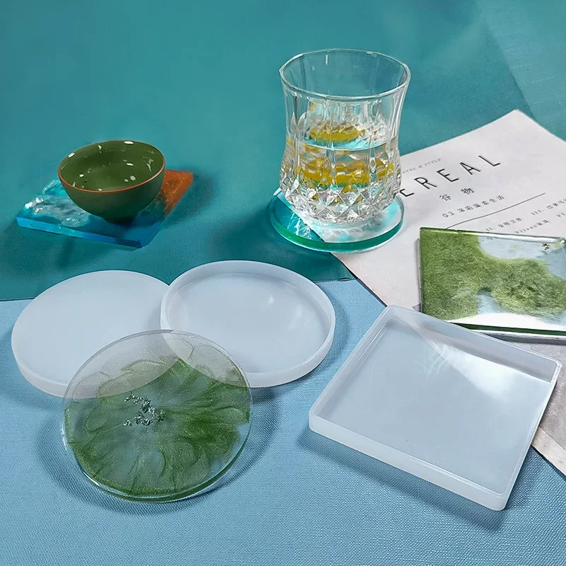 Silicone Mold Creative Coaster Resin Mold Square Cup Pad Mold DIY Coaster Storage Box Resin Handmade Crystal Coasters Casting Molds
