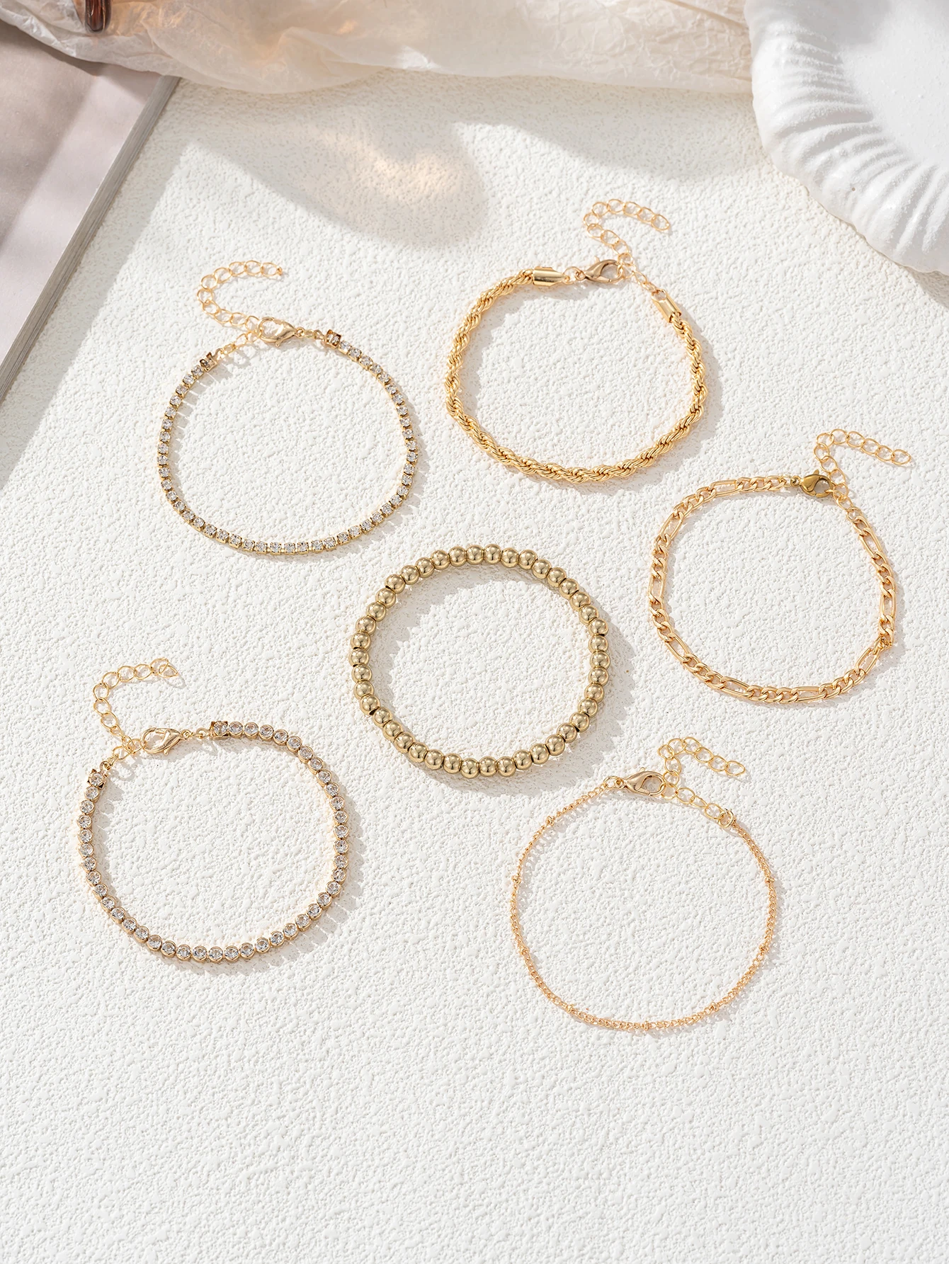 6pcs Cuban Metal Overlay Bracelet for Women