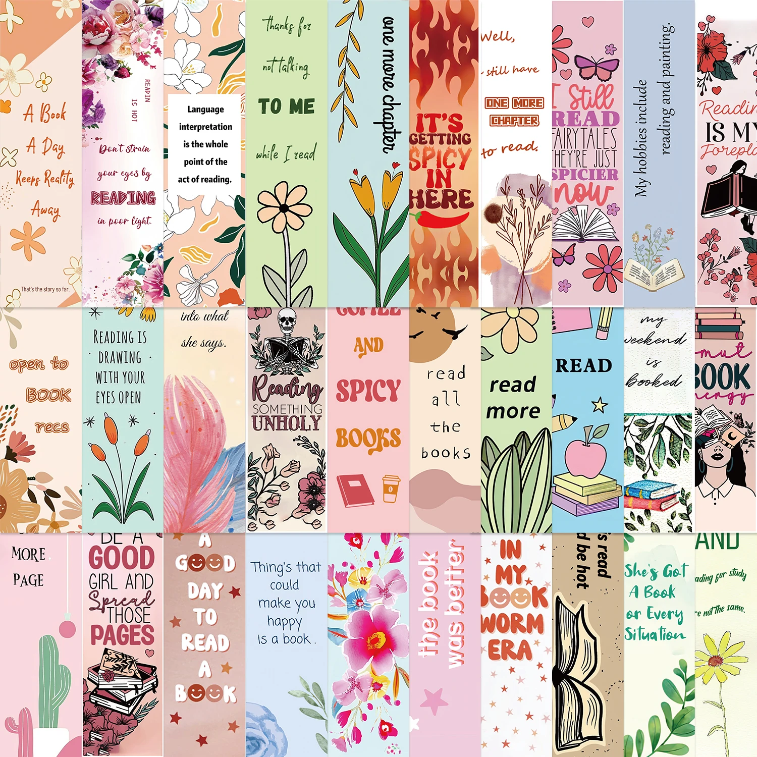 창의적인 독서 책갈피, 꽃 스타일 시리즈, DIY 장식, 문구류, 학생 사무용품, 30 개