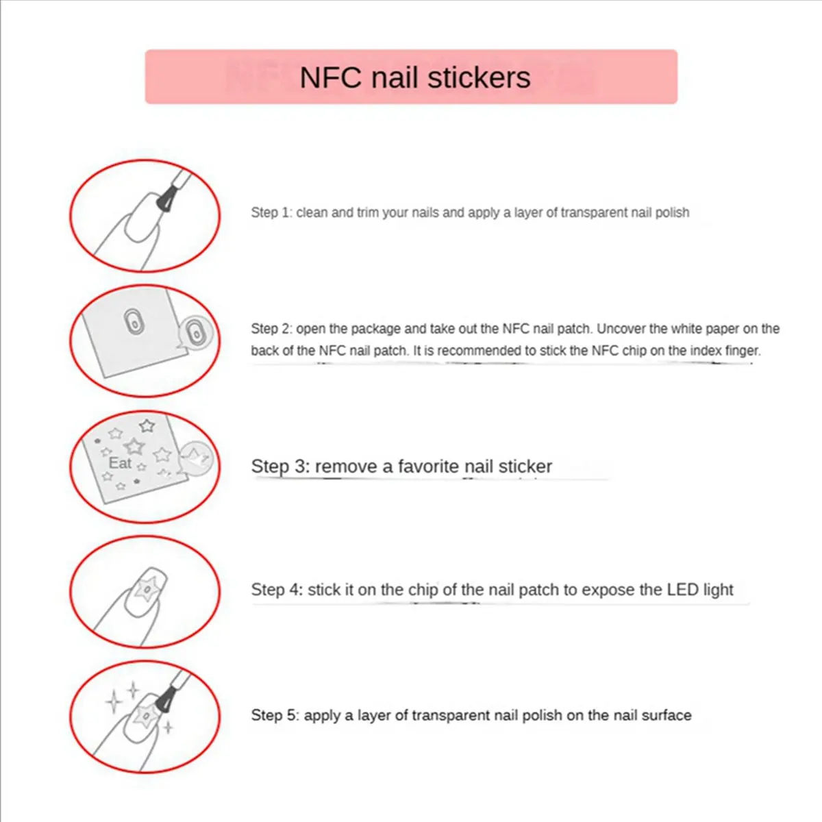 10Pcs NFC 플래시 네일 스티커 LED 베어 칩 지능형 발광 네일 램프 네일 스티커 강화, 진한 파란색