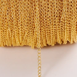 2 Meter Flat Extension Thin Metal Chain for Jewelry Making and DIY Accessories (Gold)