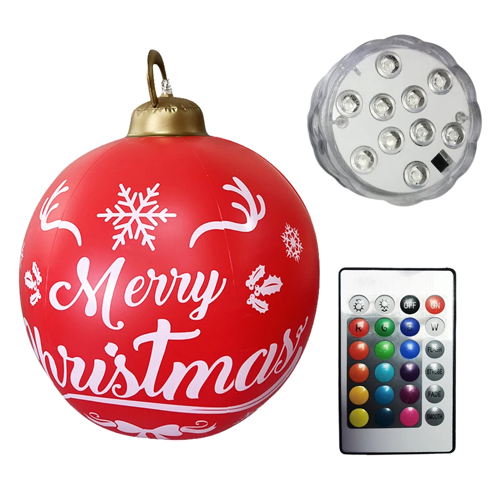 thumbnail image 1 of Bola de atmósfera gigante de 60 cm, adorno colgante de PVC brillante para árbol de Navidad con luz, impermeable, para decoración de hogar, jardín, fiesta de Año Nuevo, 1 of 5