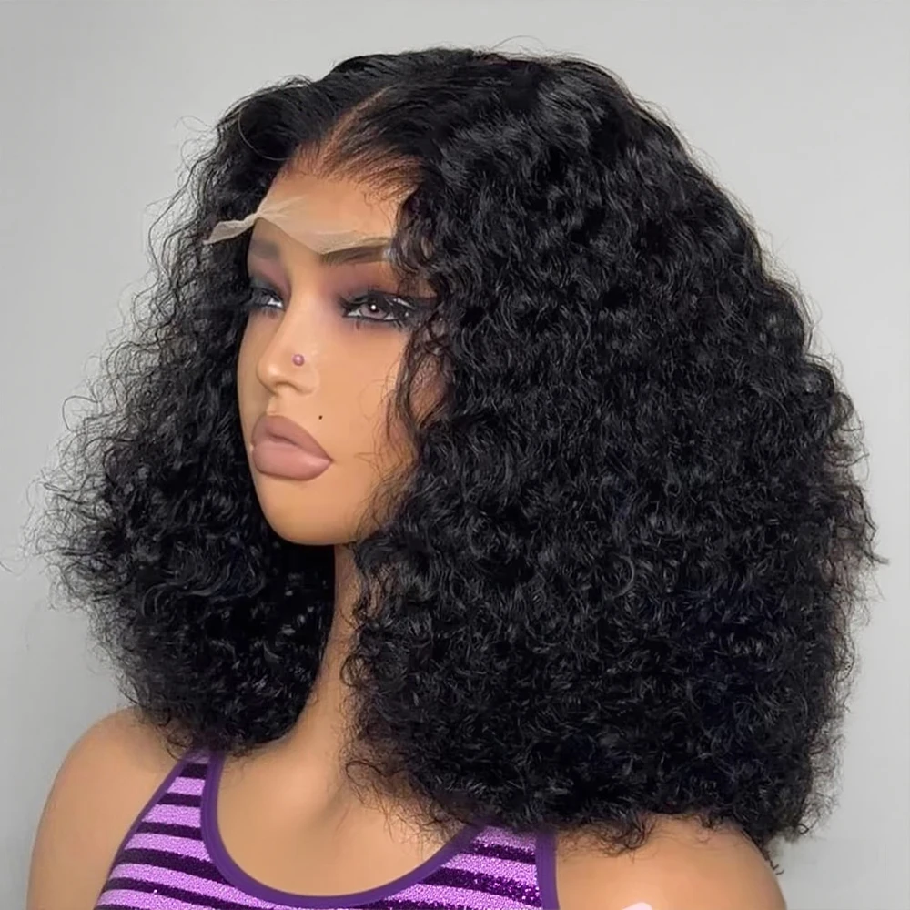 Pelucas de Bob corto de onda profunda 250%, peluca de cabello humano con frente de encaje HD 13x4 13x6, peluca sin pegamento Wear And Go 7x5, peluca de cabello humano rizado para mujeres