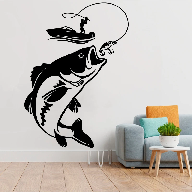 Fishing Hunting Fishing Rod Tackle Wall Sticker Vinyl Home Decor