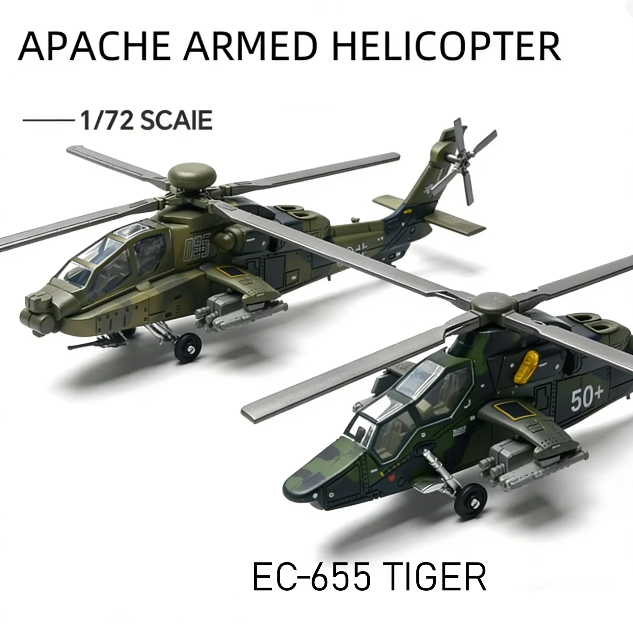 1:72 Maßstab Militärhubschrauber-Modell Plastik-Bausatz AH-64 Apache & EC-665 Tiger Montage-Puzzle Spielzeug für Sammler und Geschenke # M