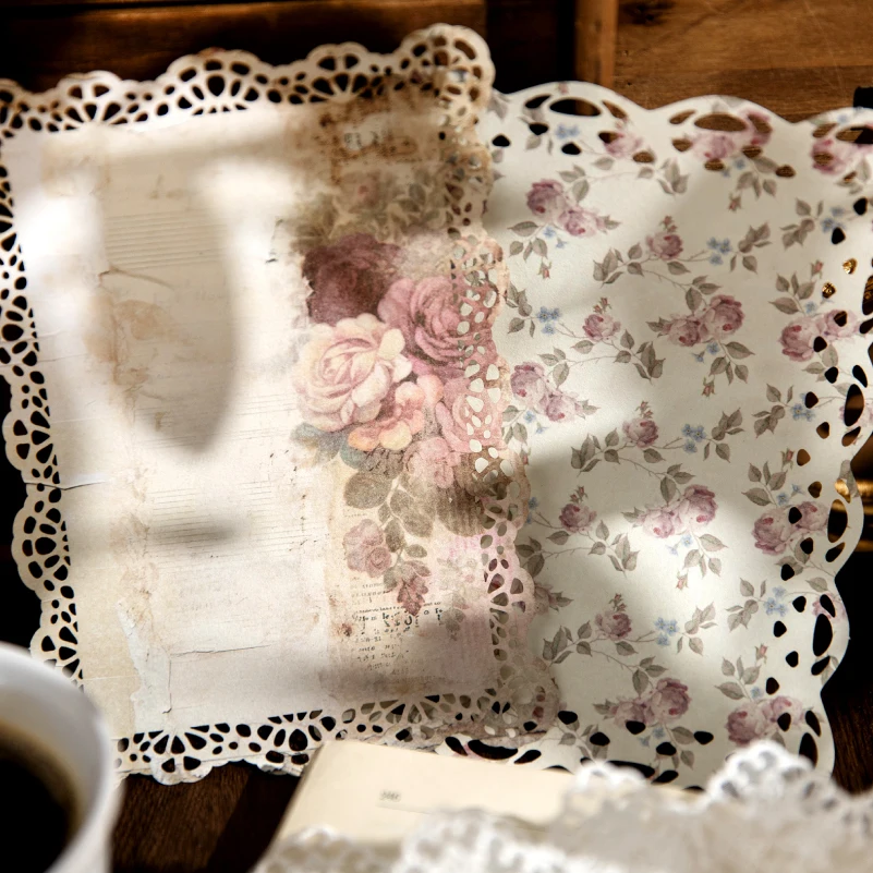 Journal GO 20pcs Vintage Material Paper DIY Flower Scrapbooking Collage Junk Journal Craft Lace Background Paper 3