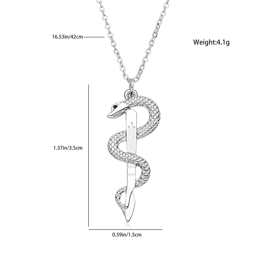 Hanreshe Silver Plated Snake Scalpel Pendant Necklace