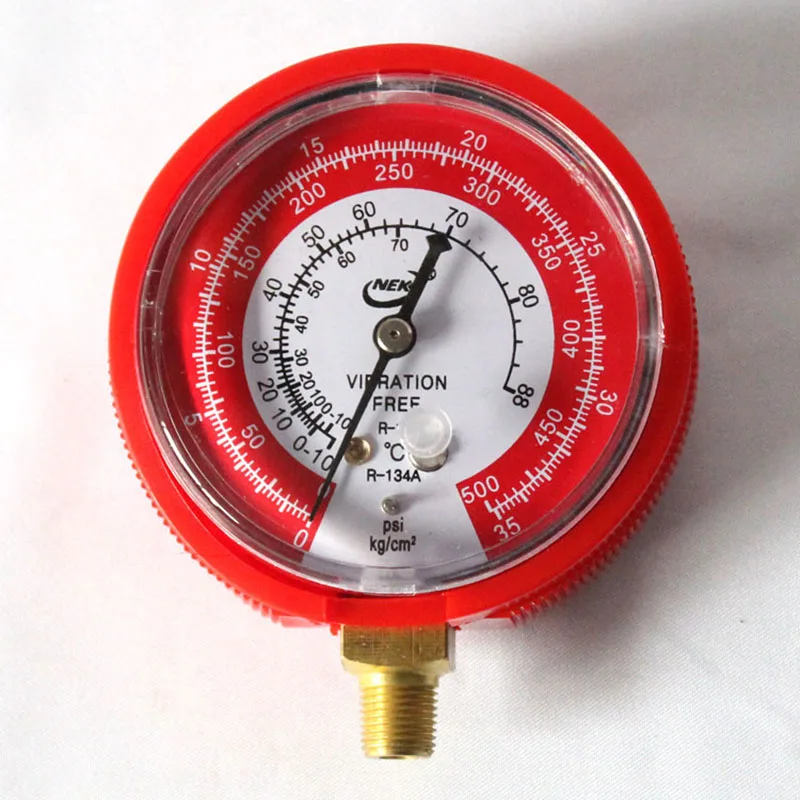 Manometro Pokka Alto (Rosso) Per Refrigerante Aria Condizionata R134A R22 R12 R404A 0-35Kg/Cm2 , 0-500Psi