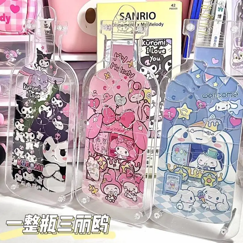 

Kawaii Acrylic Puzzle Sanrio My Melody Kuromi Cinnamoroll Cute Anime Handmade Diy Jigsaw Bottle Toys for Girls Gift