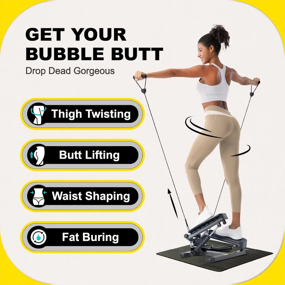 Twist Stepper with Resistance Bands Stepper Machine with 300LBS Weight Capacity Mini Stepper for Full Body Workout AliExpress