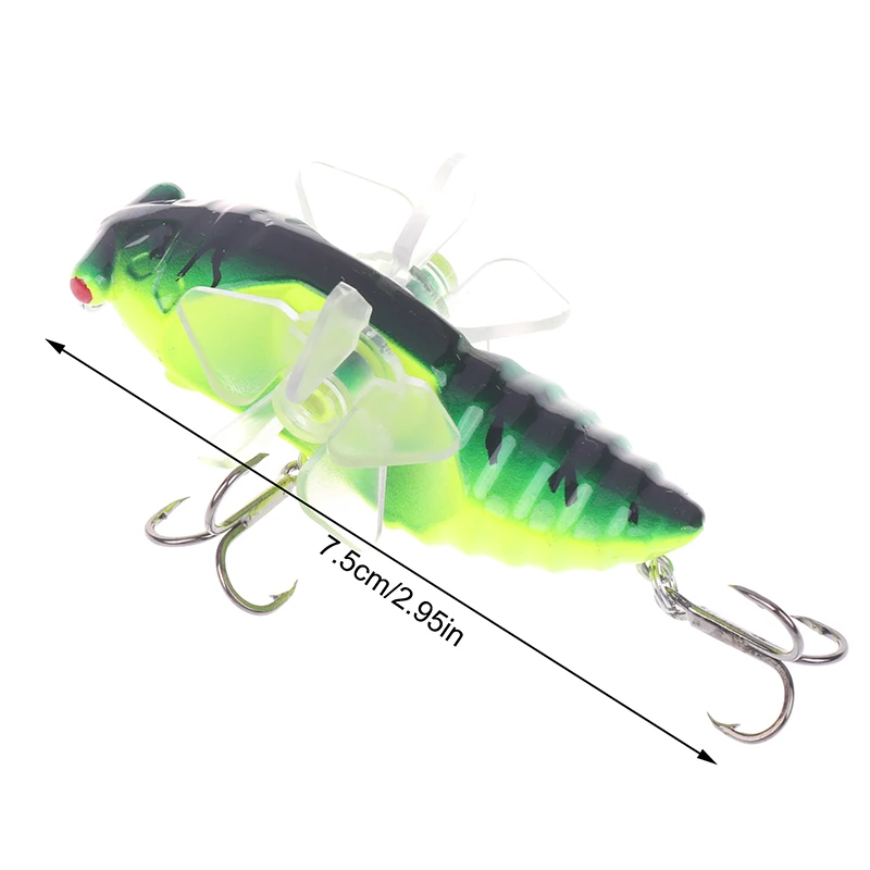 1Pc Bionic Cicada Hard Fish Lure Spinning Fishing Bait With Propeller Treble Hook Top Water Hard Baits For Increased Catch Rates