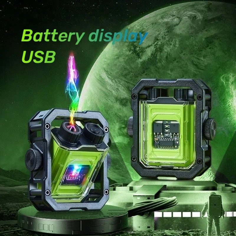 

Plasma Pulse Metal Dual Arc Electric USB Lighter Flameless Outdoor Windproof Rotating Gyro Decompression Lighter High End Gifts