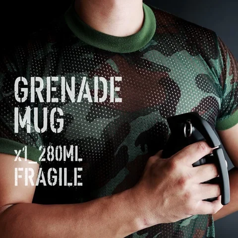 

New Creative Hand Grenades Mug Coffee Cup with Lid Novelty Tumbler Tea Cup Weapon Shape Ceramic Funny Mugs