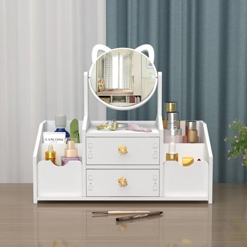 Makeup Organizer Large Capacity Cosmetic Storage Box Drawer Storage  Jewelry Box Desktop NailPolish Makeup Container With Mirror 2