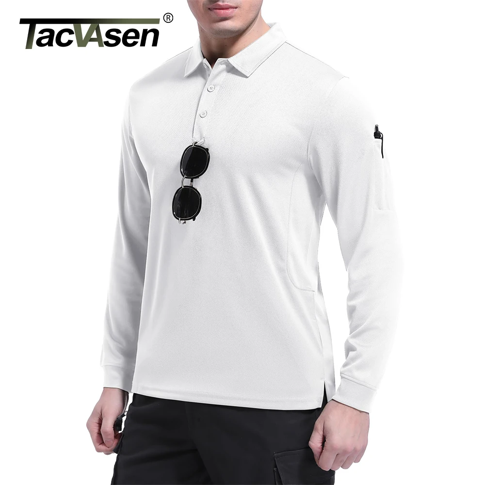 TACVASEN Summer Long Sleeve Performance Quick Drying Polos T-shirts Mens Office Shirt Golf Team Work Shirts Jersey Casual Tops