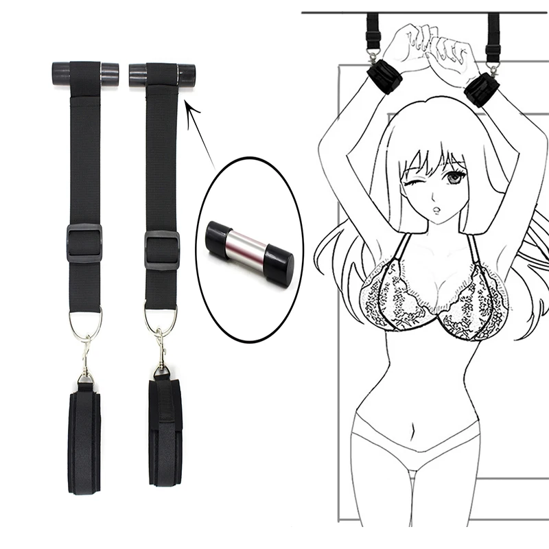 Fetish Hanging On Door Swing Women Handcuffs Shackles On The Door Swing Sex Bondage Couple Flirt Hand Cuffs Adult Game SM SexToy sex toys sex swings