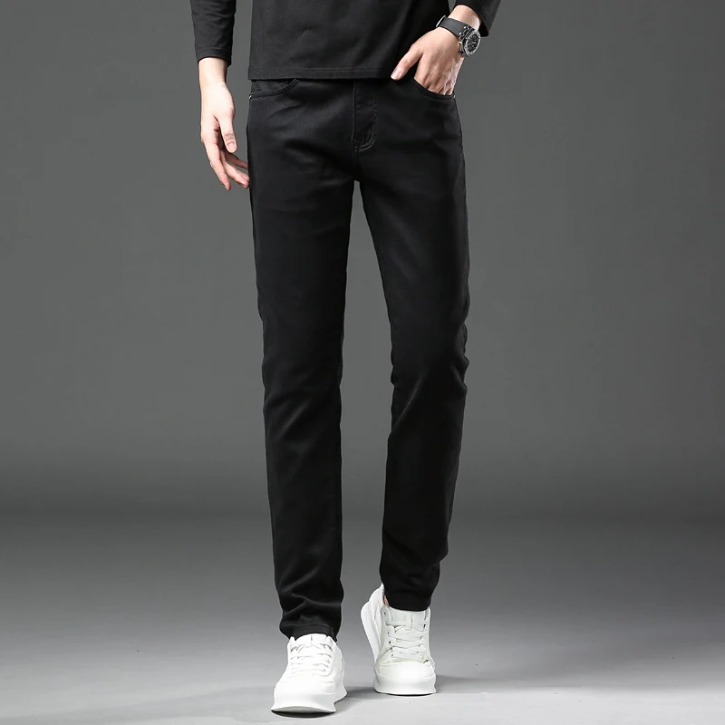 

Мужская одежда на осень и зиму 2023, новинка, модные брендовые черные облегающие Стрейчевые брюки, подходящие ко всему