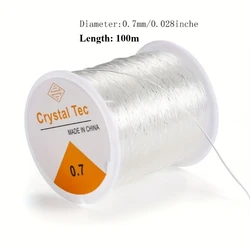 Crystal Bead Elastic Rope for DIY Jewelry Making - Strong Elastic Thread for Necklaces and Bracelets (0.7mm 1 roll 100m)