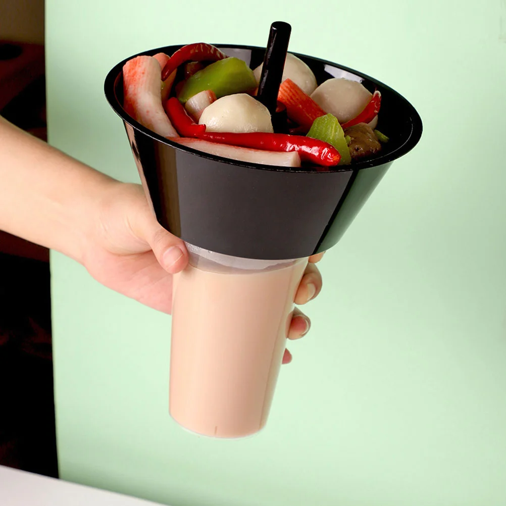 5 Sets Drink Cup Versatile Convenient Milk Tea Hot Pot Shape Snacks Holder Plastic Holding Trays Sour Powder Soda Water disposable cups