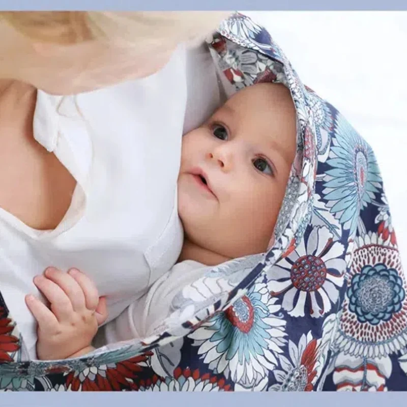 Muslin Nursing Cover for Breastfeeding Cotton Nursing Apron Lightweight Cover for Comfortable Bonding Cotton Printing
