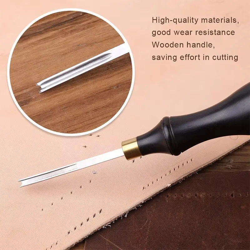 Leather Tool Zxiixz 1Pcs 0.6 to 2.25mm Leather Edge Bevelers Wide Mouth Skiving Tool with Wooden Handle for DIY Leather Craft Professional