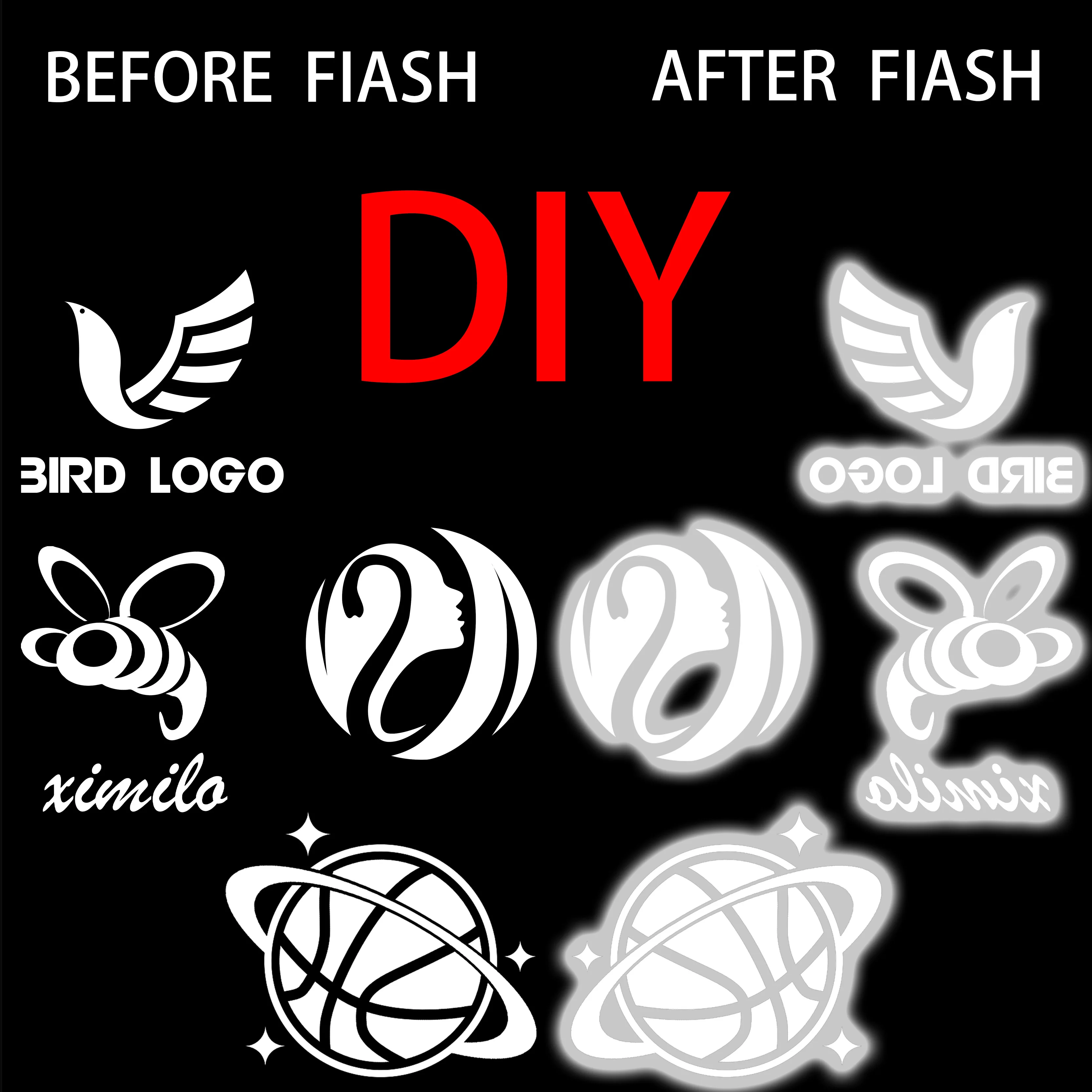 Reflective High Visible Heat Transfer iron on sticker Luxury Brand Reflective Fashion Brand Label