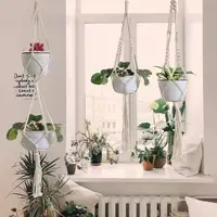 Hanging Plant Handmade Macrame Plant Hanger Flower Pot Planter Hanger Wall Decor Courtyard Garden Hanging Planter Hanging Basket 4