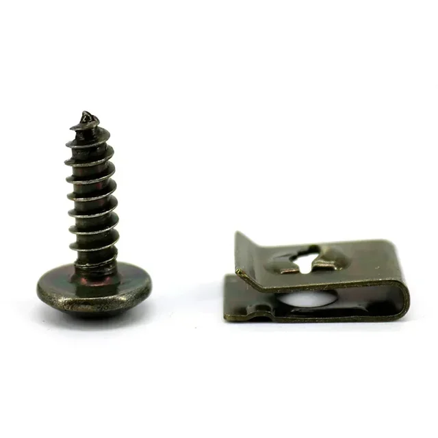 Self Tapping Screws Metal Fastener Clip for Car Motorcycle U-Type Clip with Screw Anti-rust Protection Clip Screw Iron Sheet Kit 3