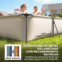 Piscine tubulaire démontable Outsunny 394,5 x 208,3 x 80,5 cm 6075 L, piscine rectangulaire avec structure métallique stable, patch de réparation, pompe filtrante non incluse pour 4 à 6 personnes, jardin, extérieur, gris 4