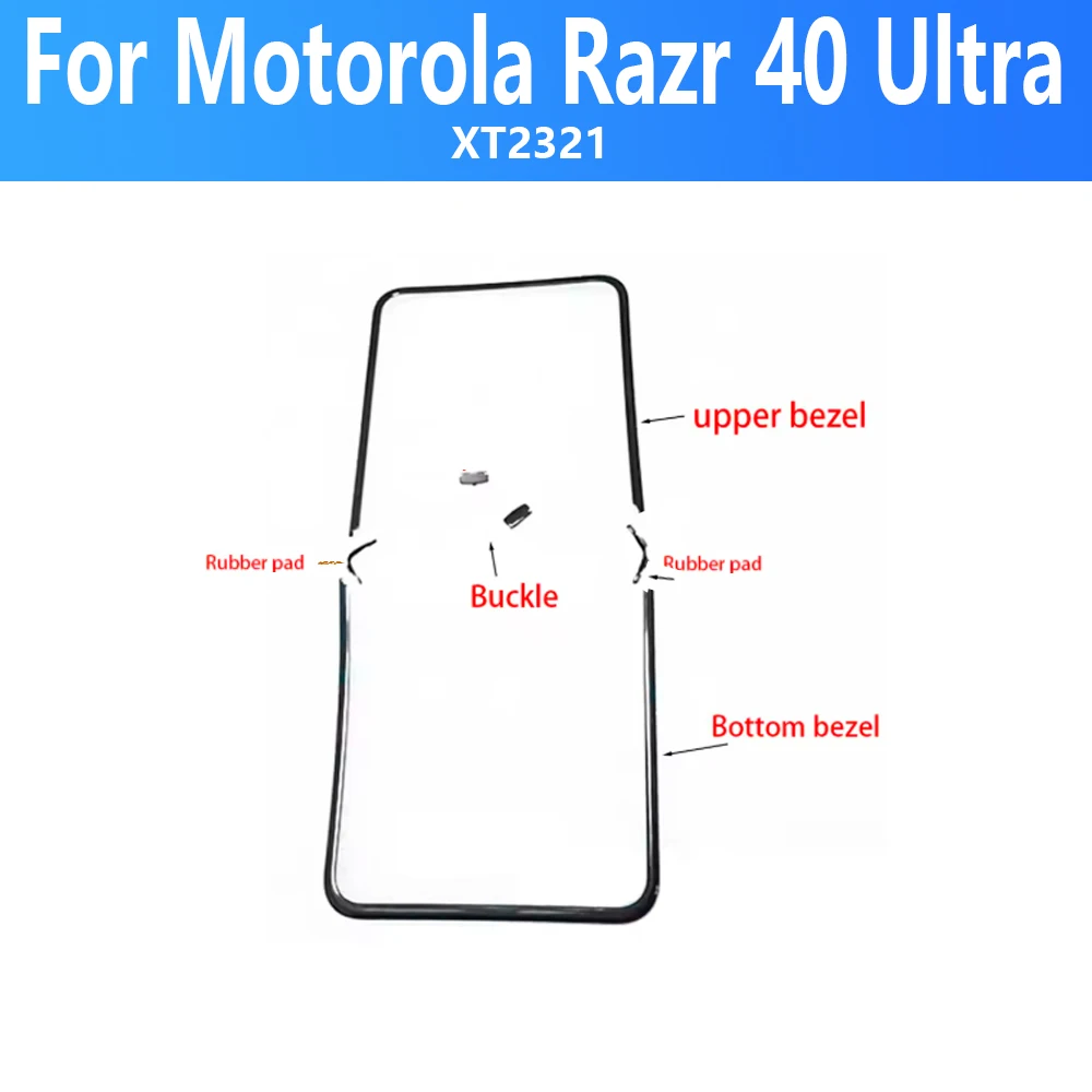 Motorola Razr 40 ultra xt2321 Razr 50/50 Ultra 용 버클 중간 고무 패드가있는 브래킷 LCD 프레임 베젤 스크린 스탠드