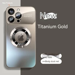 Sleek Magnetic Phone Case with Lens Protector and Magsafe Charging Compatibility for iPhone 14 Pro Max (Titanium color)