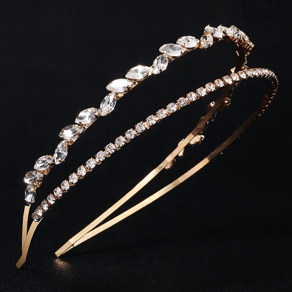 Gold Rhinestone Hair Bands Birthday Make Up Party Bride Headpiece Alloy Hair Accessories Headbands Gift For Women hair accessories bridal hair accessories crown headband