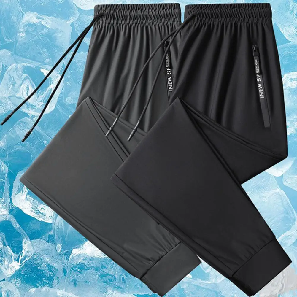 

Men Sweatpants Fast Drying Jogging Trousers Mid-rise Fashion Men Ice Silk Running Sport Pants Daily Clothing