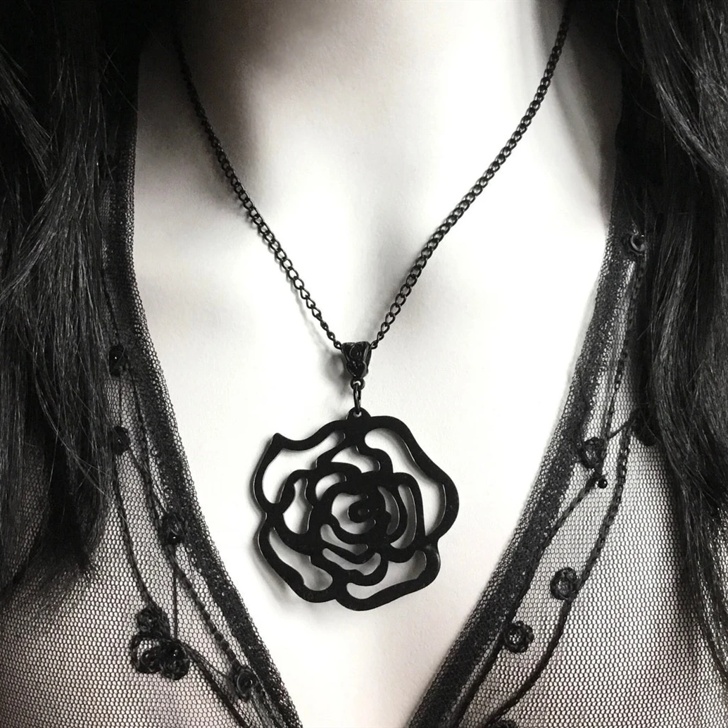 Black Rose Pendant- White Diamond – Gary Allan Jewelry
