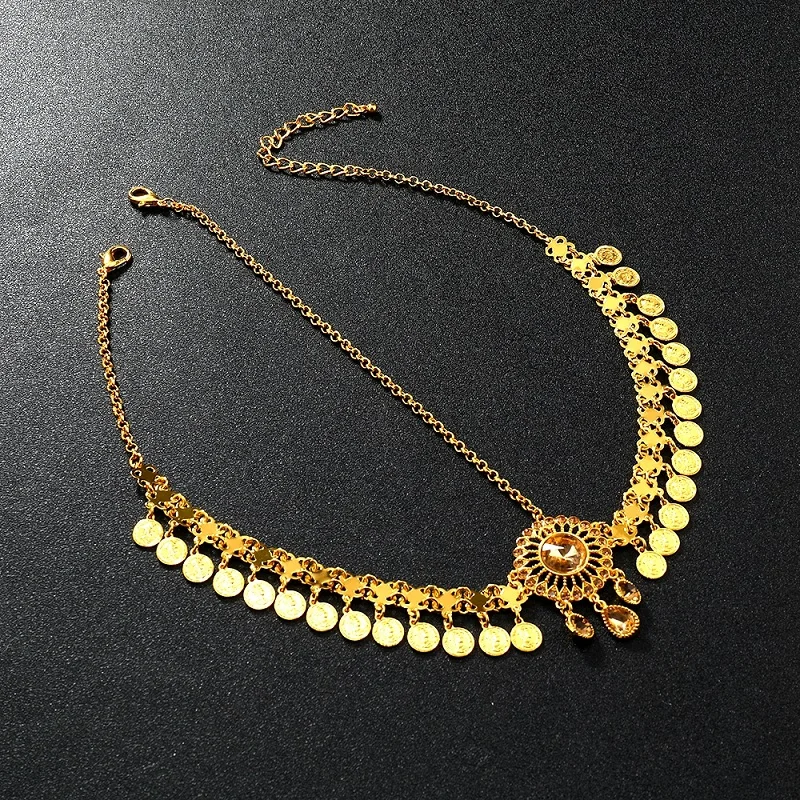 تاج عملات تراثي ذهبي – زينة رأس للعرائس والمناسبات