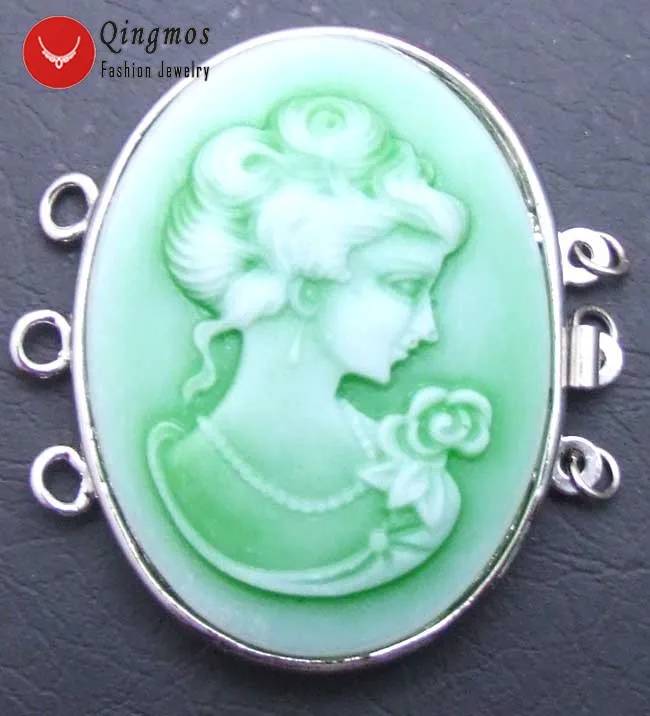 Qingmos Wholesale 3X Oval 30*40mm White Gray Pink Cameo Beauty Clasp 3 Strands Craft Clasp Accessories for Jewelry Making gp137