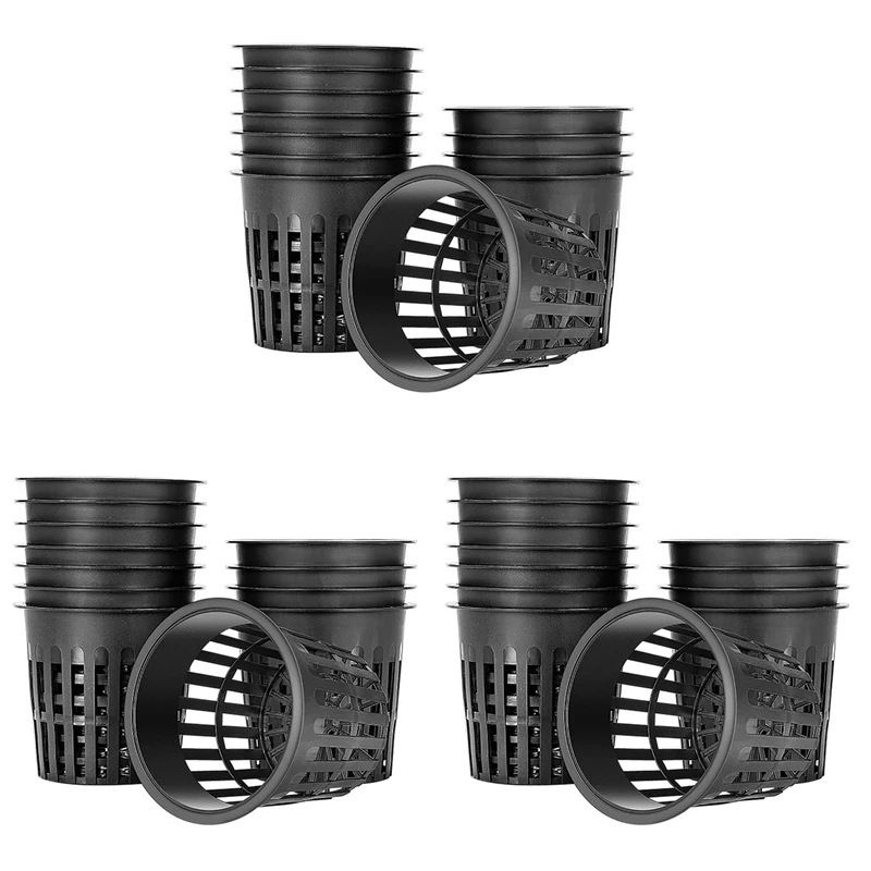 

45 Pack 4 Inch Net Cups Slotted Mesh Wide Lip Filter Plant Net Pot Bucket Basket For Hydroponics