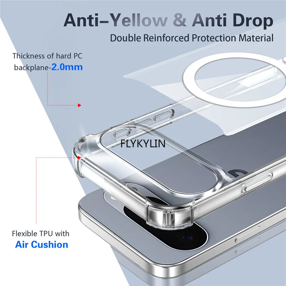 Magsafe Magnetic Transparent Phone Case with Four-Corner Anti-Fall Protection