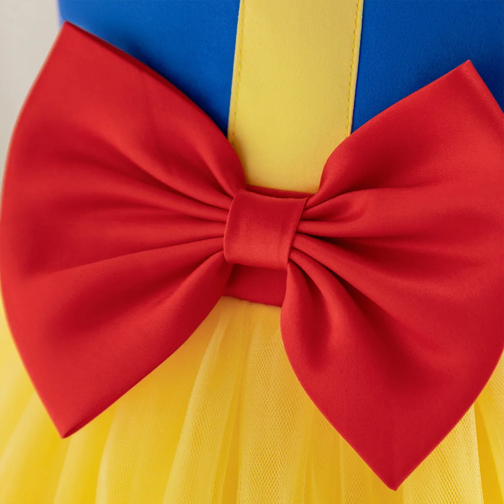 Schneewittchen Mädchen Partykleid Karneval Cosplay Halloween Kostüme Kind Schleife Spitze Geburtstag Prinzessin Ballkleider für Mädchen 4–8 Jahre – Detail 32