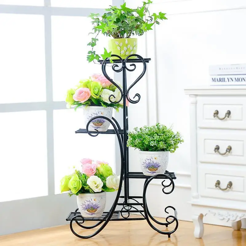 4Layer Floor Iron Balcony Green Pineapple Flower Rack Indoor Flower Rack Living Room Floor To Pot