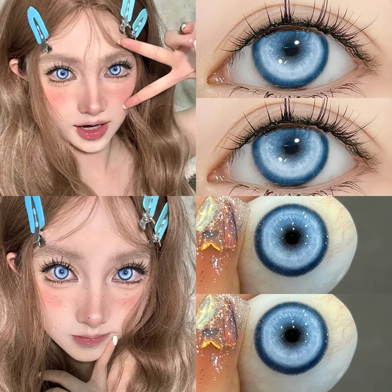 KSSEYE 2PCS Halloween Graduated Hot Sale Contact Lenses Red Contact Lenses Degree Grade 0.00 to -8.00 Anime Pupil Cosplay