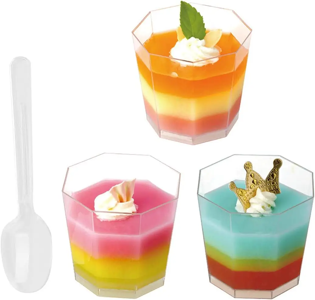 Plastic Dessert Cups 12/24pcs 180ml Ice Cream Dessert Cups Disposable Fruit Pudding