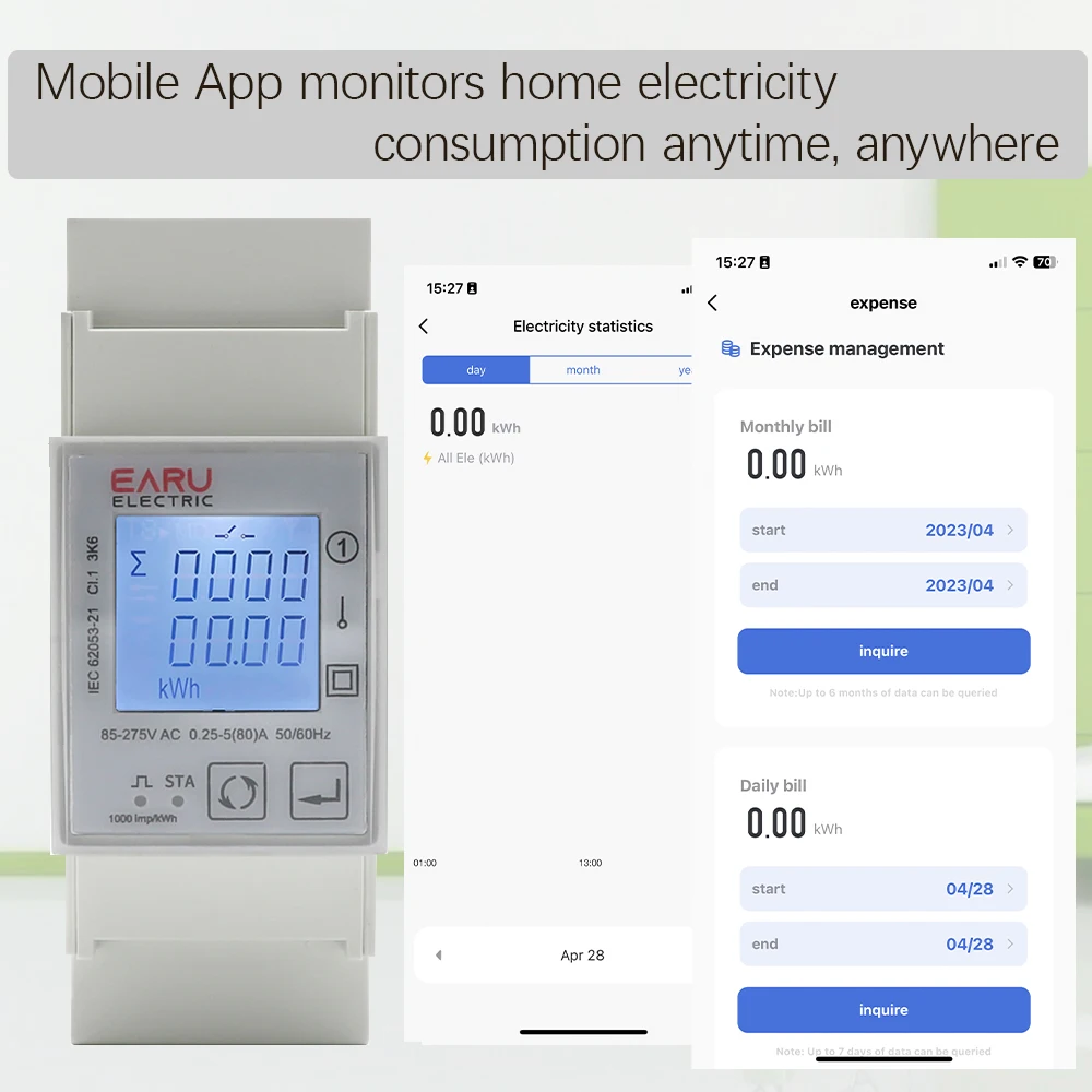Tuya Wifi Zigbee 110V 220V 80A 스마트 단상 양방향 양방향 에너지 미터 타이머 전력 소비 모니터 KWh 미터