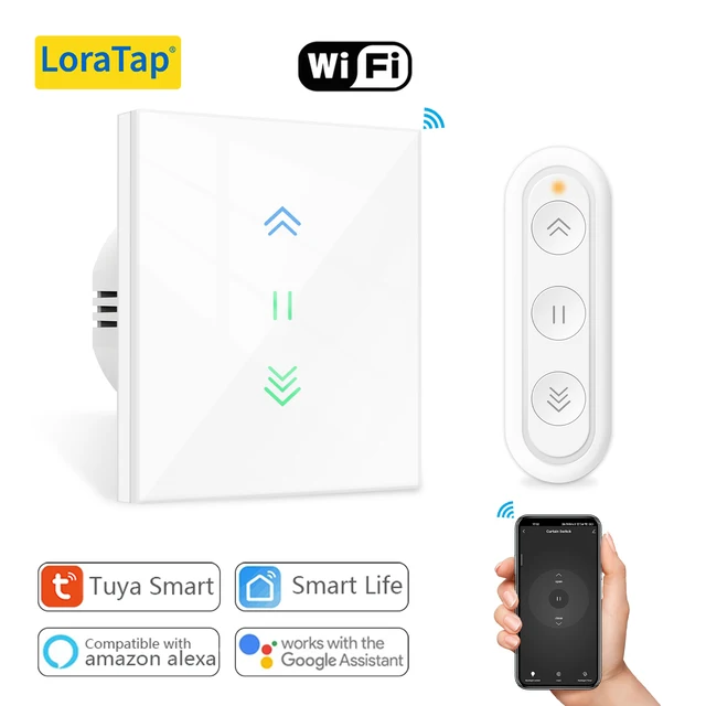 LoraTap ผ้าม่านลูกกลิ้งชัตเตอร์ WiFi ผ้าม่านสวิทช์ Backlight Tubular มอเตอร์ Tuya Smart Life App Google Home Alexa Echo 1