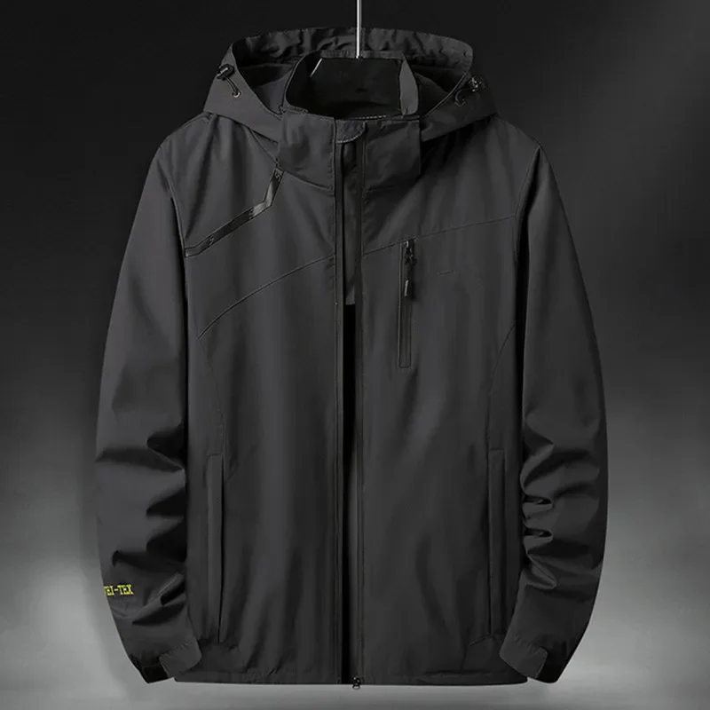 CasualWaterproofJacketsForMenHoodedBreathableCoatsMenSpringAutumnOutwearWindbreaker